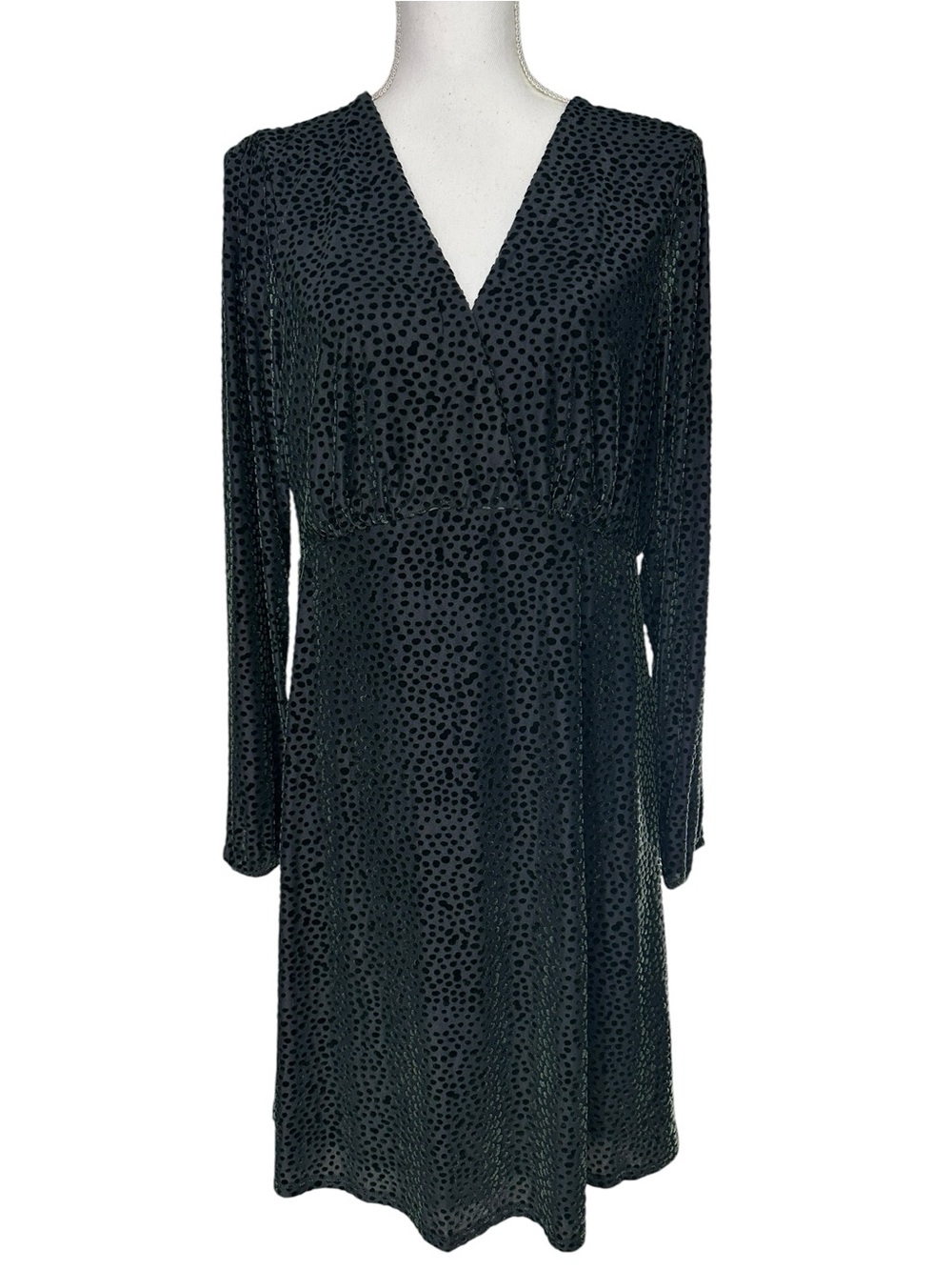 A NEW DAY / Black & Dark Green Velvet Burnout Dress / Large / Whimsigoth Fairy